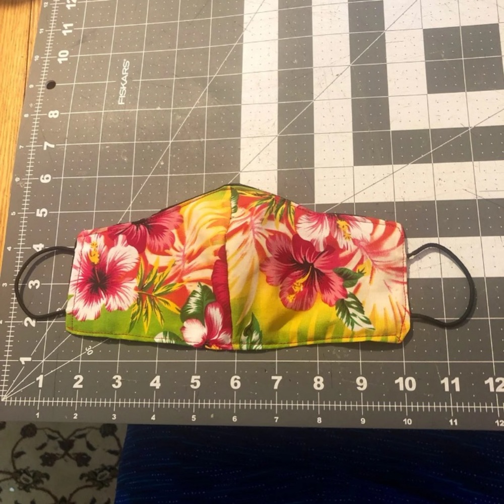 Handmade floral face mask hibiscus